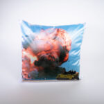 pillow with a print of an explosion